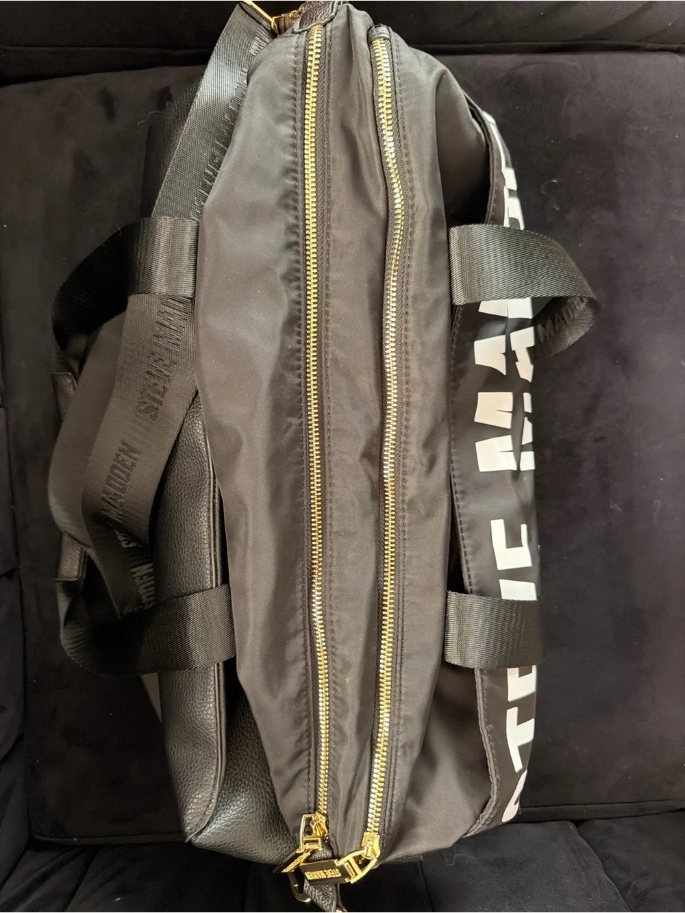Steve Madden Black and White Logo Duffel